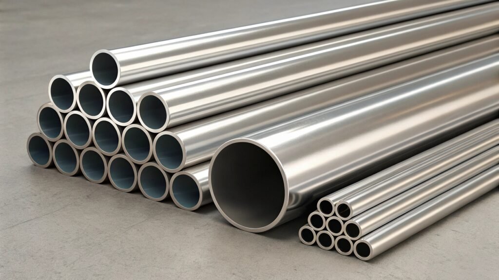 Examples of aluminum pipes used in different industries like construction and agriculture